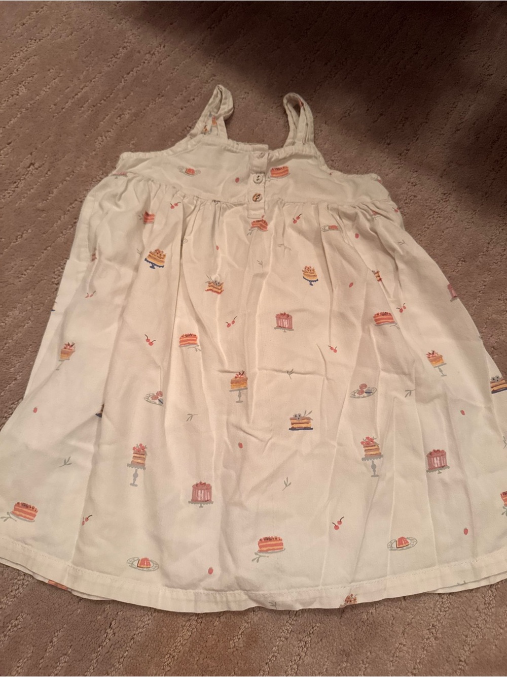 Girls' White Sleeveless Nightgown with Sweet Treat Print